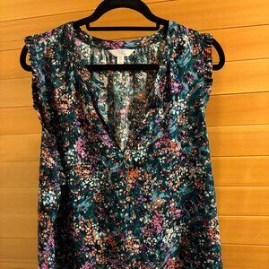 Woven, floral, sleeveless top